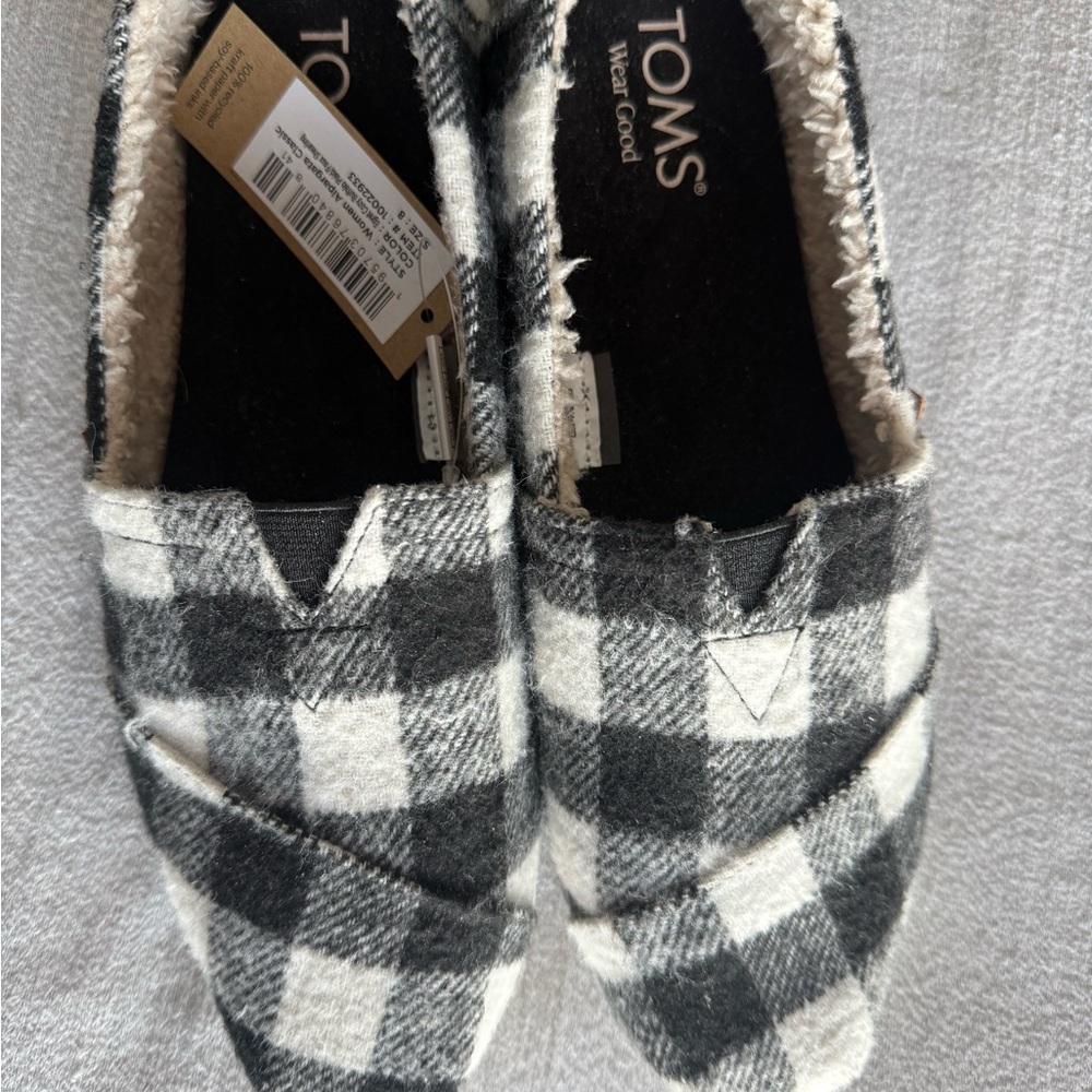 TOMS Checkered Black and White Slip-On slippers